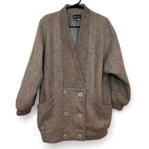 VTG unisex Sanro Melbourne Wool Coat Grey Lana Fleece unisex‎ S/M 8